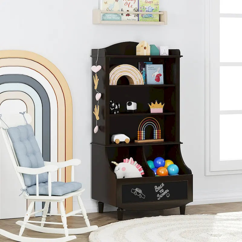 Kids Bookshelf and Toy Storage Open Bookshelf and Toy Organizer Cabinet