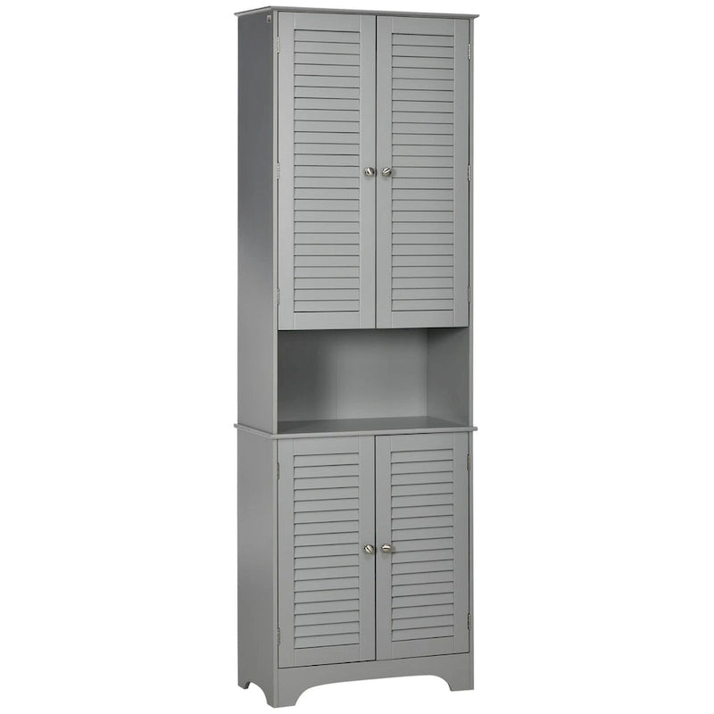 Tall Narrow Bathroom Storage Cabinet with Doors and Shelf Adjustability,Linen Cabinet with 2 Cabinets and Countertop