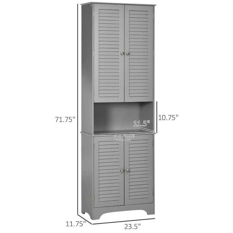 Tall Narrow Bathroom Storage Cabinet with Doors and Shelf Adjustability,Linen Cabinet with 2 Cabinets and Countertop