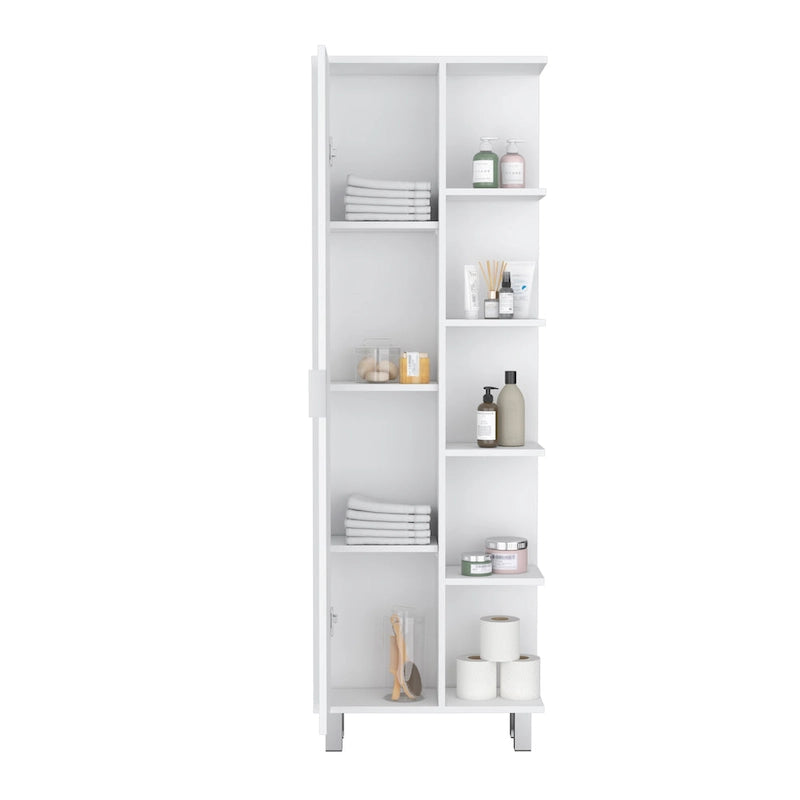 63-inch High Bathroom Cabinet Storage Cabinet with Four Open Shelves