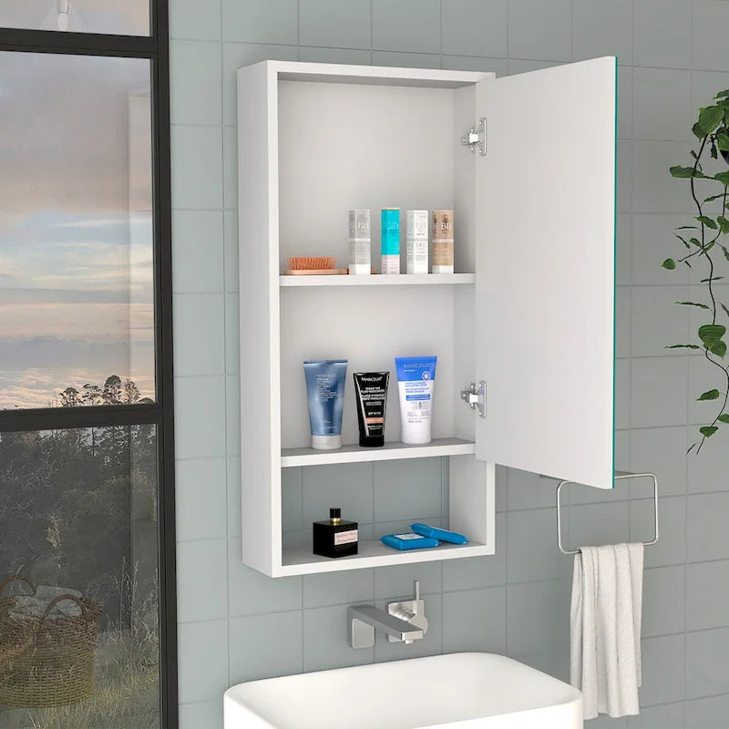 Medicine Cabinet Irvine, One External Shelf, White Finish,High quality and durable