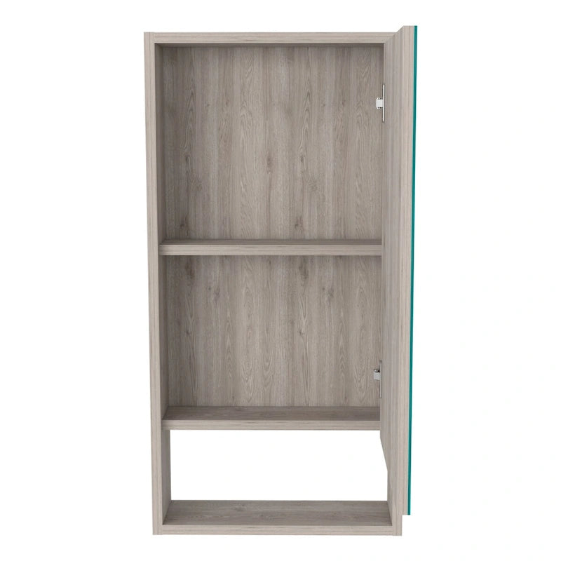 Black / White / Gray Mirrored Medicine Cabinet with 1 Shelf, Single