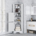 Tall Freestanding Bathroom Corner Cabinet with Doors and Adjustable Shelves