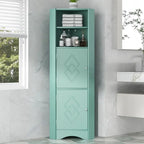 Tall Freestanding Bathroom Corner Cabinet with Doors and Adjustable Shelves