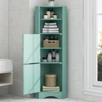 Tall Freestanding Bathroom Corner Cabinet with Doors and Adjustable Shelves