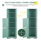 Tall Freestanding Bathroom Corner Cabinet with Doors and Adjustable Shelves