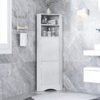 Tall Freestanding Bathroom Corner Cabinet with Doors and Adjustable Shelves