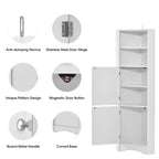 Tall Freestanding Bathroom Corner Cabinet with Doors and Adjustable Shelves