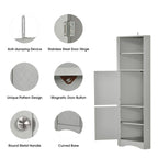 Tall Freestanding Bathroom Corner Cabinet with Doors and Adjustable Shelves