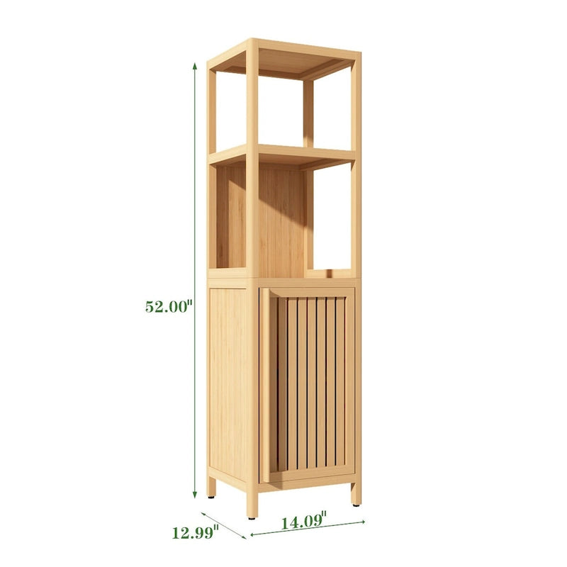 Bathroom Natural Bamboo Linen Tower Storage Cabinet