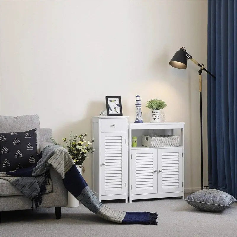 Bathroom Floor Cabinet Storage Organizer Set - 11.8D x 12.6W x 34.3H