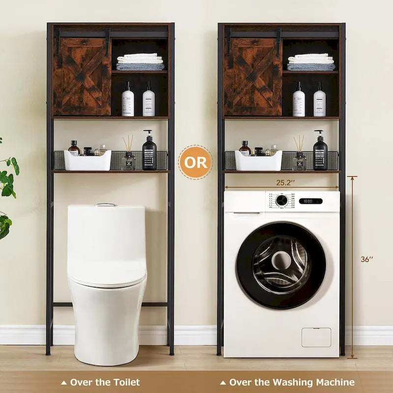 Over The Toilet Storage Cabinet with Sliding Door