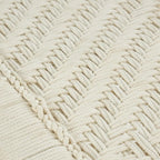 Beige Chevron Woven Bench with Mango Wood Legs – 2-Seat